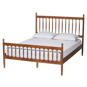 Baxton Studio Deance Retro-Modern Walnut Brown Finished Wood Queen Size Platform Bed