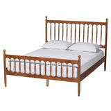 Deance Retro-Modern Walnut Brown Finished Wood Queen Size Platform Bed