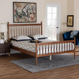 Baxton Studio Deance Retro-Modern Walnut Brown Finished Wood Queen Size Platform Bed