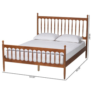 Baxton Studio Baxton Studio Deance Retro-Modern Walnut Brown Platform Bed with Spindle Design & Easy Assembly MG0206-Walnut-Queen