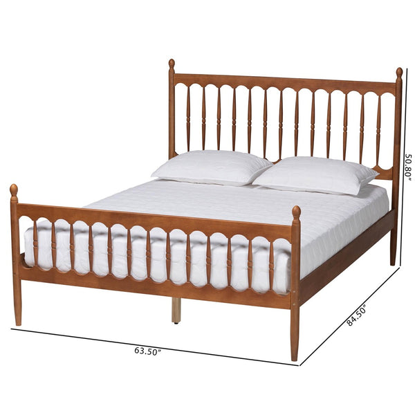 Baxton Studio Baxton Studio Deance Retro-Modern Walnut Brown Platform Bed with Spindle Design & Easy Assembly MG0206-Walnut-Queen