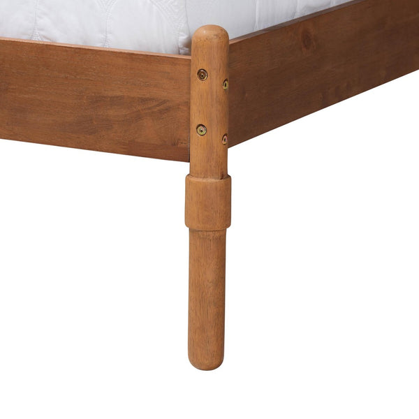 Baxton Studio Baxton Studio Thatcher Queen Platform Bed - Mid-Century Walnut Wood with Woven Rattan Accents MG0211-Walnut-Queen