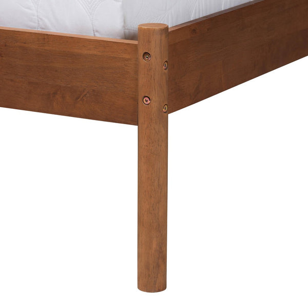 Baxton Studio Baxton Studio Estela Queen Platform Bed – Mid-Century Modern Grey Fabric & Walnut Wood Elegance MG0220-1-Grey Weaved/Walnut-Queen