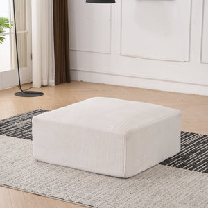 English Elm Boneless 113" U-Shaped Cloud Sectional Sofa — Plush Corduroy Full-Foam Modular Sleeper with Ottomans Beige+White W3401P346218