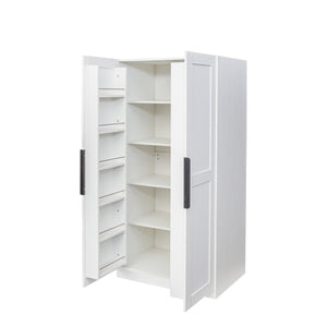 English Elm 62.99In Kitchen Pantry Cabinet - Stylish White Buffet With Multi-Level Shelves For Any Room Storage W331S00152