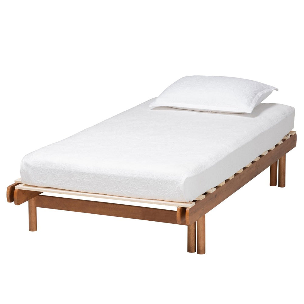 Baxton Studio Baxton Bolivia Expandable Twin to King Bed Frame - Mid-Century Modern Walnut Wood, Easy Assembly MG0036-2-Walnut-Extension Bed
