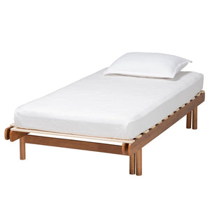 Baxton Studio Baxton Bolivia Expandable Twin to King Bed Frame - Mid-Century Modern Walnut Wood, Easy Assembly MG0036-2-Walnut-Extension Bed