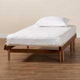 Baxton Studio Bolivia Mid-Century Modern Walnut Brown Wood Expandable Twin to King Bed Frame