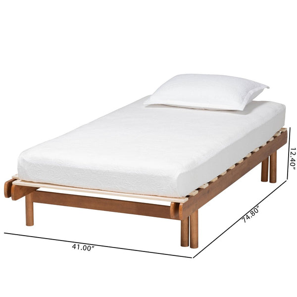 Baxton Studio Baxton Bolivia Expandable Twin to King Bed Frame - Mid-Century Modern Walnut Wood, Easy Assembly MG0036-2-Walnut-Extension Bed
