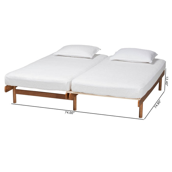 Baxton Studio Baxton Bolivia Expandable Twin to King Bed Frame - Mid-Century Modern Walnut Wood, Easy Assembly MG0036-2-Walnut-Extension Bed