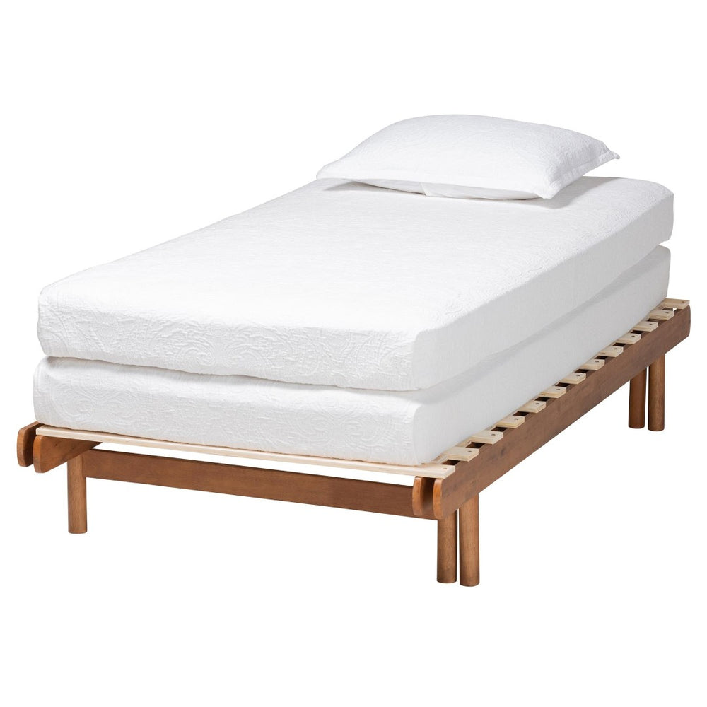 Baxton Studio Baxton Bolivia Expandable Twin to King Bed Frame - Mid-Century Modern Walnut Wood, Easy Assembly MG0036-2-Walnut-Extension Bed
