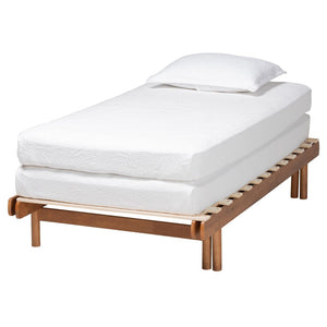 Baxton Studio Baxton Bolivia Expandable Twin to King Bed Frame - Mid-Century Modern Walnut Wood, Easy Assembly MG0036-2-Walnut-Extension Bed