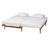 Baxton Studio Bolivia Mid-Century Modern Walnut Brown Wood Expandable Twin to King Bed Frame