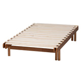 Baxton Studio Bolivia Mid-Century Modern Walnut Brown Wood Expandable Twin to King Bed Frame