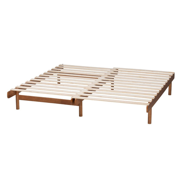 Baxton Studio Baxton Bolivia Expandable Twin to King Bed Frame - Mid-Century Modern Walnut Wood, Easy Assembly MG0036-2-Walnut-Extension Bed