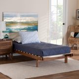 Baxton Studio Bolivia Mid-Century Modern Walnut Brown Wood Expandable Twin to King Bed Frame