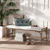 Baxton Studio bali & pari Nasim Modern Bohemian Natural Seagrass and Metal Accent Bench