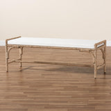 Baxton Studio bali & pari Nasim Modern Bohemian Natural Seagrass and Metal Accent Bench