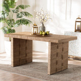 Baxton Studio bali & pari Daijiro Modern Bohemian Natural Brown Seagrass and Wood Dining Table