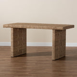 Baxton Studio bali & pari Daijiro Modern Bohemian Natural Brown Seagrass and Wood Dining Table