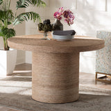 Baxton Studio bali & pari Bistra Modern Bohemian Natural Brown Seagrass and Wood Dining Table