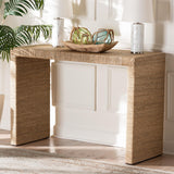 Baxton Studio bali & pari Colandra Modern Bohemian Natural Brown Seagrass and Wood Console Table