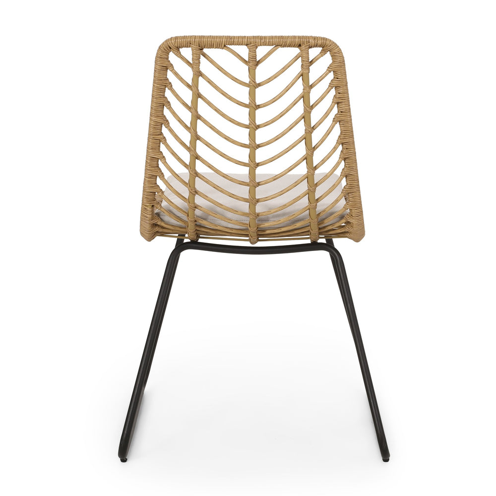 English Elm Christopher Knight Home® - DEJA Outdoor Wicker Dining Chairs 2PCS with Water-Resistant Cushions, Sturdy Frame, Stylish Comfort 71125.00LBRN