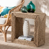 Baxton Studio bali & pari Adonica Modern Bohemian Natural Brown Seagrass and Wood End Table