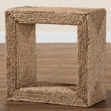 Baxton Studio bali & pari Adonica Modern Bohemian Natural Brown Seagrass and Wood End Table