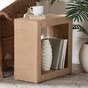 Baxton Studio bali Adonica Modern Bohemian Jute & Wood End Table - Stylish Storage Solution for Any Space F232-FT18-Seagrass-End Table