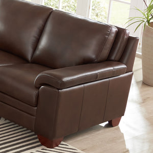 English Elm Magnum Chestnut Leather Sofa with Pocketed Coils, Top-Grain Seating, Kiln-Dried Frame, 85"L B2705P329295