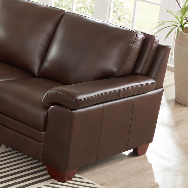 English Elm Magnum Chestnut Leather Sofa with Pocketed Coils, Top-Grain Seating, Kiln-Dried Frame, 85"L B2705P329295