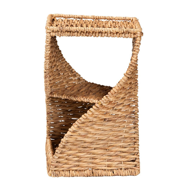 Baxton Studio bali Pelleas Modern Bohemian End Table in Natural Brown Seagrass with Open Shelves for Storage F232-FT22-Waterhyacinth/Metal-End Table