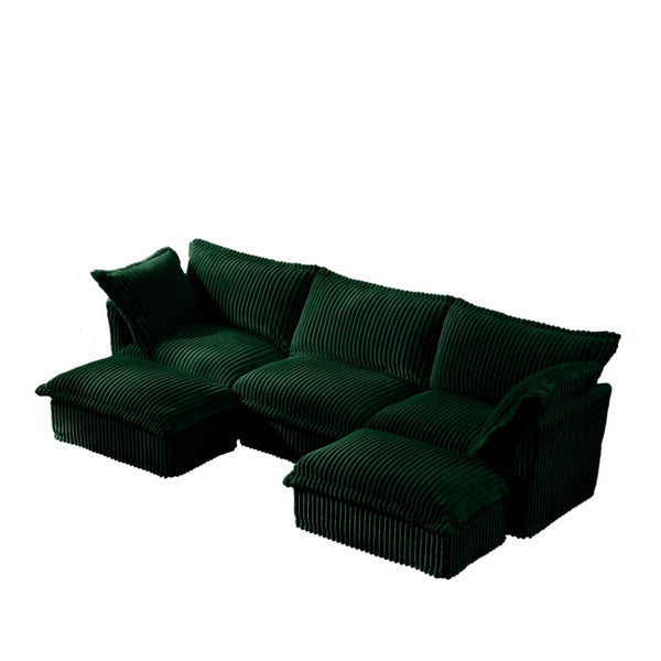 English Elm Slipcovered U-Shape Sectional Sofa Couch – Stylish Modular Deep Seat Design With Removable Covers, Green W3041S00083-GIGA