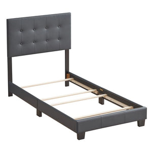 English Elm Caldwell Queen Bed with Button Tufted Faux Leather Headboard, Modern Upholstered Frame, 82"D DARK GREY 5.5 L x 44 W x 25 H B078107977