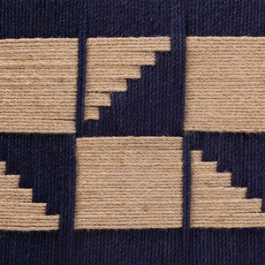 Baxton Studio bali Jerilyn Modern Bohemian Accent Bench in Two-Tone Navy Blue & Natural Brown Seagrass Design F232-FT23-Navy Blue/Brown Triangle Pattern-Bench