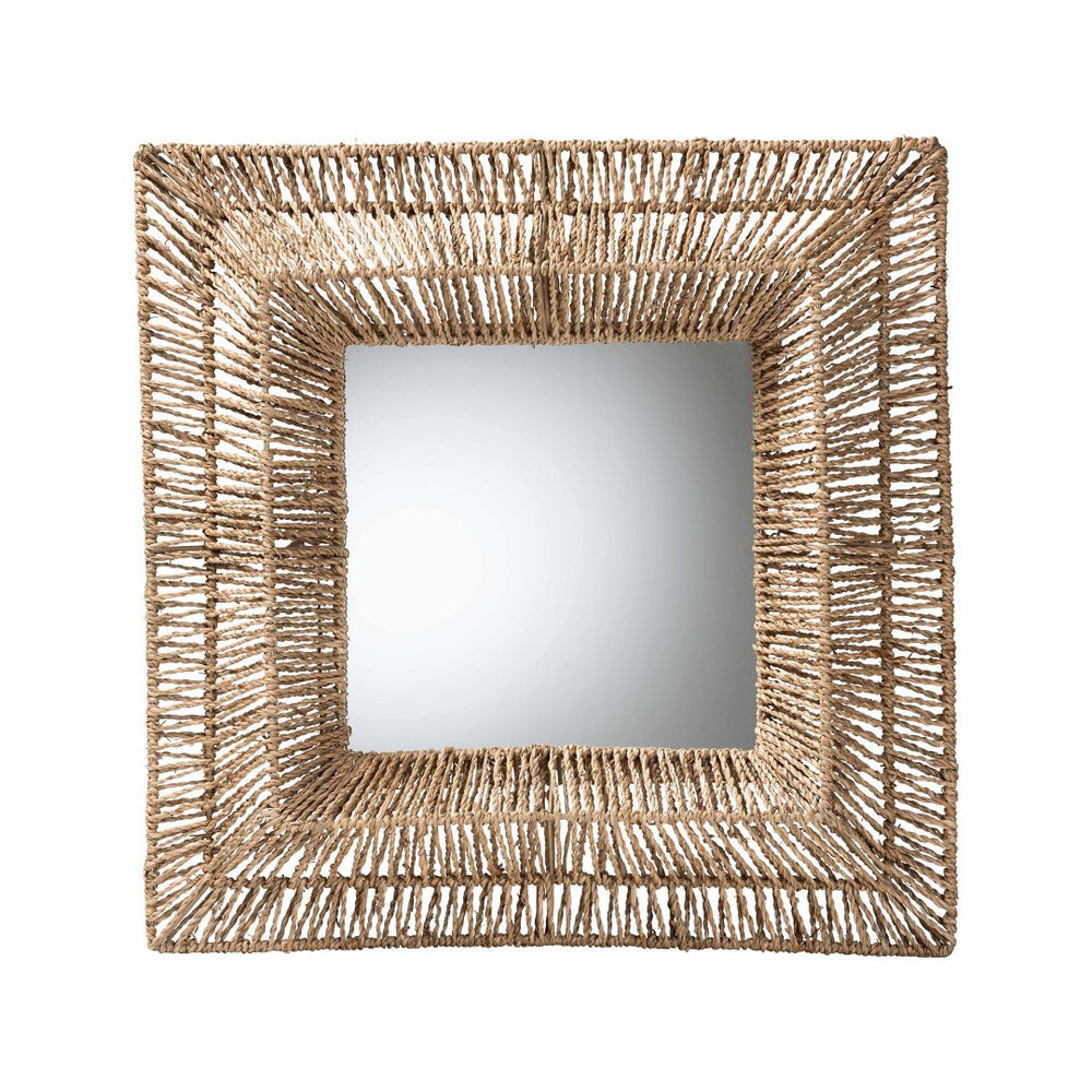 Baxton Studio bali Collice Modern Bohemian Seagrass Accent Wall Mirror - Elegant Metal Frame, Ready to Hang! F232-FT25-Seagrass-Mirror