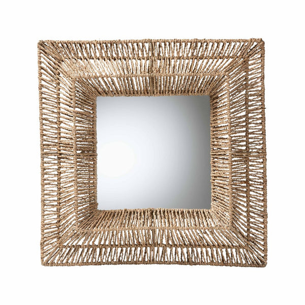 Baxton Studio bali Collice Modern Bohemian Seagrass Accent Wall Mirror - Elegant Metal Frame, Ready to Hang! F232-FT25-Seagrass-Mirror
