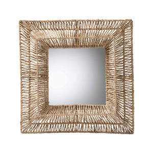 Baxton Studio bali & pari Collice Modern Bohemian Metal and Natural Brown Seagrass Accent Wall Mirror