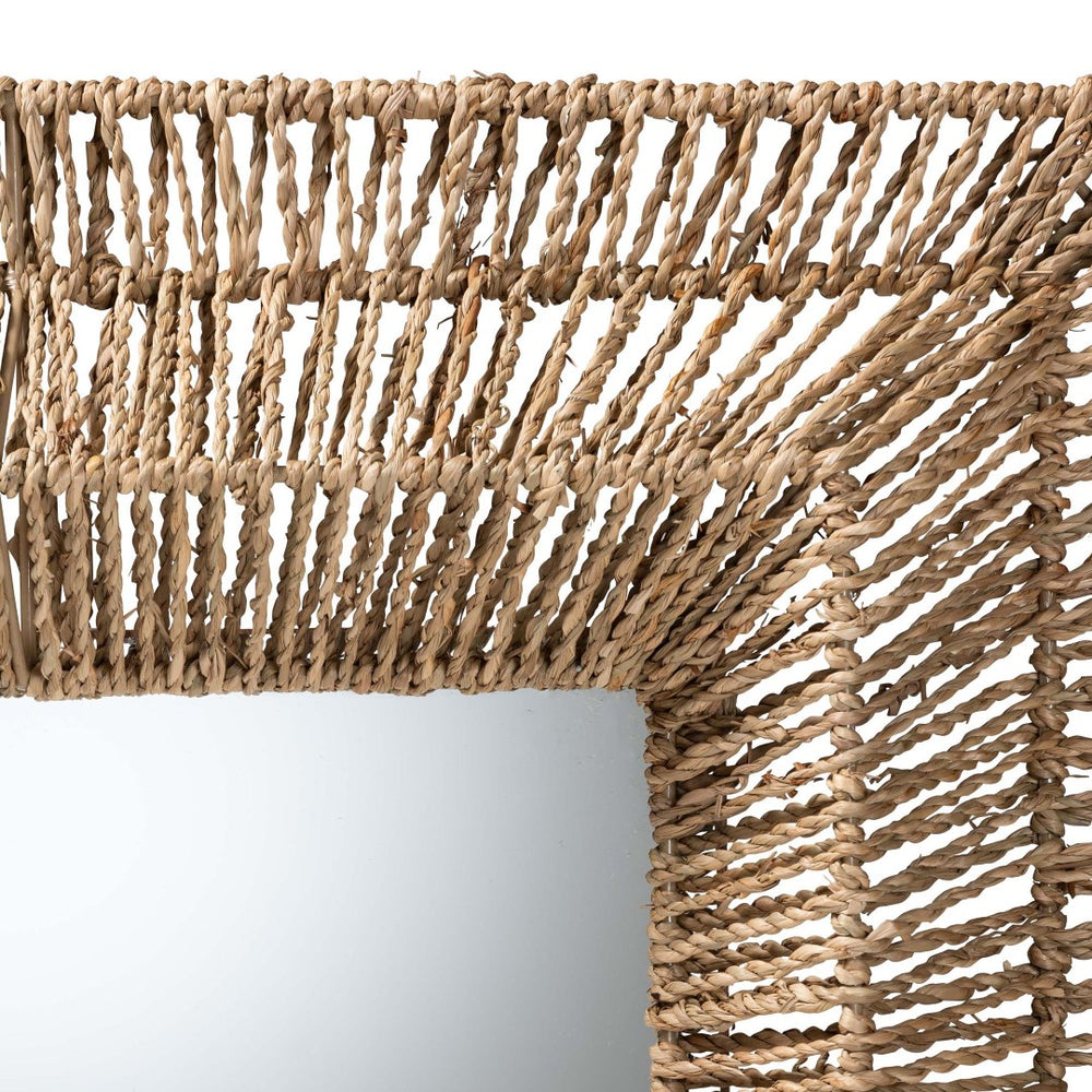 Baxton Studio bali Collice Modern Bohemian Seagrass Accent Wall Mirror - Elegant Metal Frame, Ready to Hang! F232-FT25-Seagrass-Mirror