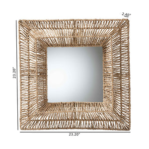 Baxton Studio bali Collice Modern Bohemian Seagrass Accent Wall Mirror - Elegant Metal Frame, Ready to Hang! F232-FT25-Seagrass-Mirror