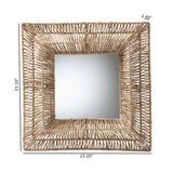 Baxton Studio bali & pari Collice Modern Bohemian Metal and Natural Brown Seagrass Accent Wall Mirror