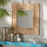 Baxton Studio bali & pari Josepha Modern Bohemian Natural Brown Rattan Accent Wall Mirror