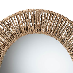 Baxton Studio bali Elwyn Modern Bohemian Oval Wall Mirror with Natural Seagrass Wrap for Rustic Charm & Style F232-FT27-Seagrass-Mirror
