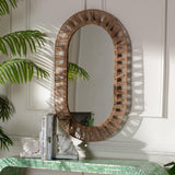 Baxton Studio bali & pari Geona Modern Bohemian Metal and Natural Brown Seagrass Accent Wall Mirror