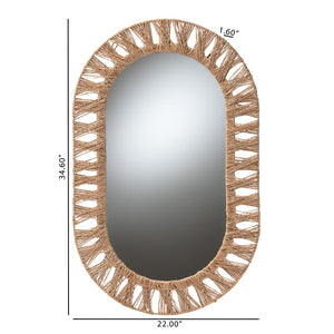 Baxton Studio bali Geona Oval Wall Mirror - Modern Bohemian Design with Natural Seagrass, Perfect for Any Space! F232-FT28-Jute-Mirror
