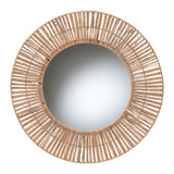 bali & pari Leala Modern Bohemian Metal and Natural Brown Seagrass Accent Wall Mirror