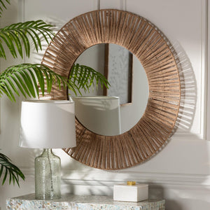 Baxton Studio bali Leala Modern Bohemian Metal & Natural Brown Seagrass Accent Mirror for Stylish Home Decor F232-FT30-Jute-Mirror