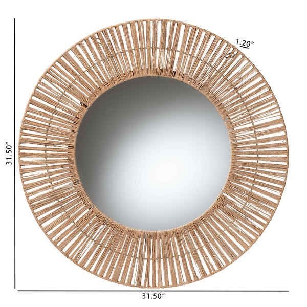 Baxton Studio bali Leala Modern Bohemian Metal & Natural Brown Seagrass Accent Mirror for Stylish Home Decor F232-FT30-Jute-Mirror