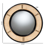 Baxton Studio bali & pari Tacita Modern Bohemian Two-Tone Black and Natural Brown Rattan Accent Wall Mirror